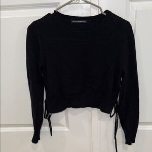 Brandy Melville Black Cropped Sweater with Side Ties